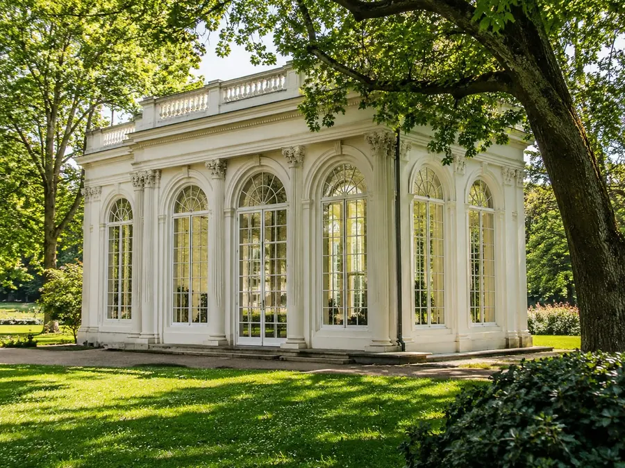 The Hellbrunn gazebo in its lakeside setting
